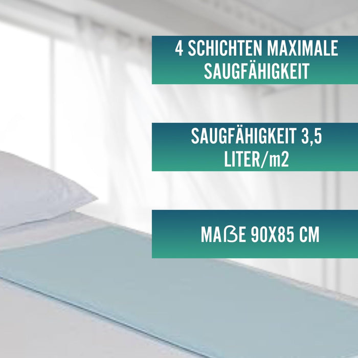 PACK 2 Wiederverwendbare ökologische saugfähige Matratzenauflagen für 90 cm Betten mit 3,15 Litern/m²