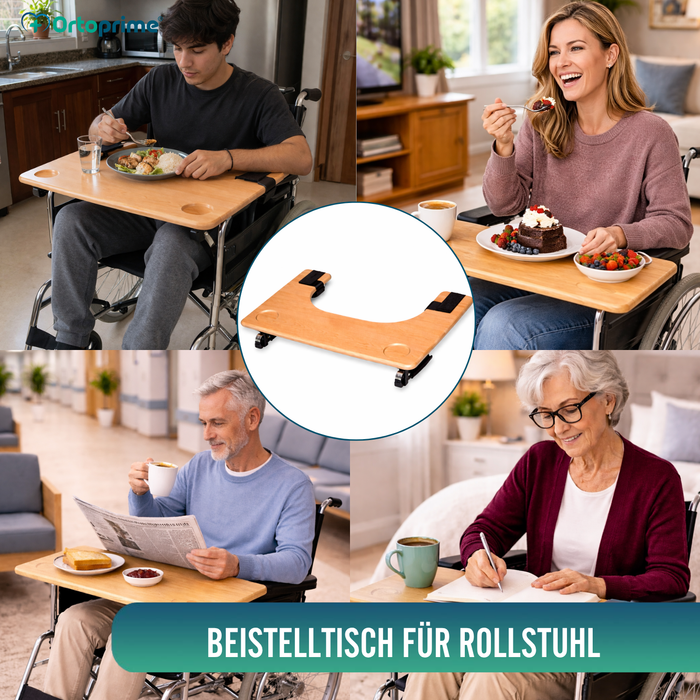 Rollstuhltisch | Tragbares Tablett mit Getränkehalter