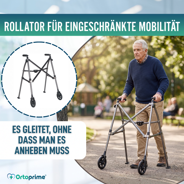 Ultraleichte Faltbare Gehhilfe mit 2 Rädern | Höhenverstellbar