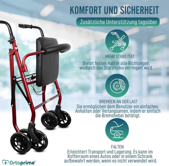 Rollator aus Aluminium mit Lastbremse und Gepolsterter Sitzfläche