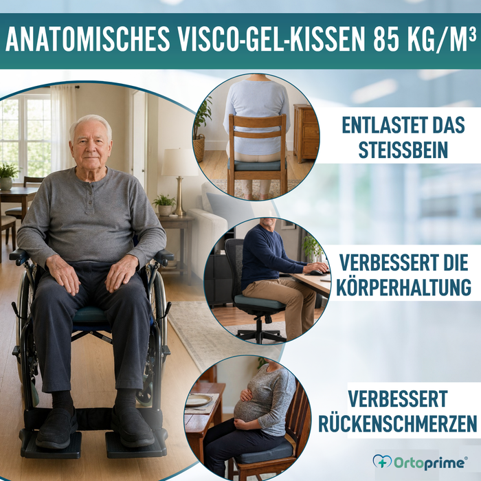 Quadratisches Antidekubitus Visko-Gel-Kissen 85 kg/m3 | Wasserdicht