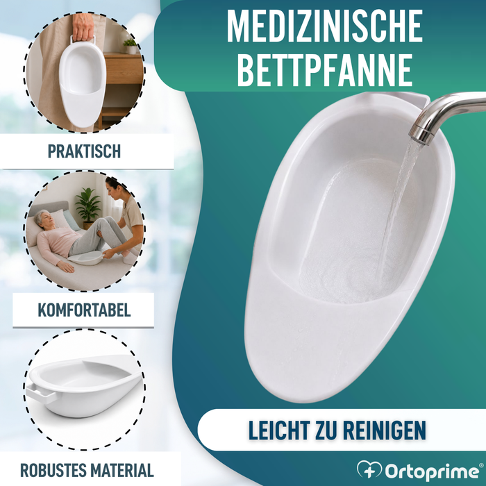 Steckbecken für Erwachsene 2,5 L | Urinflasche Unisex für Bett