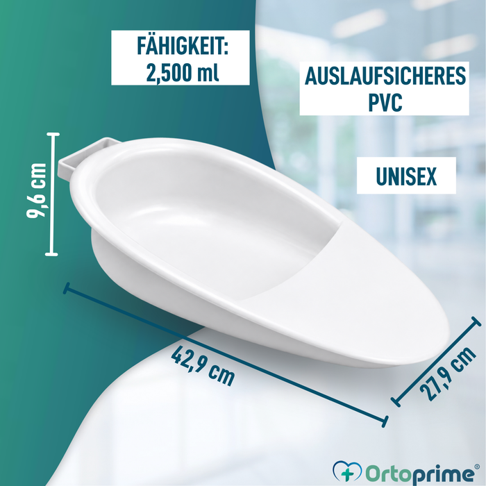 Steckbecken für Erwachsene 2,5 L | Urinflasche Unisex für Bett