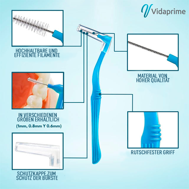 Extrafeine Interdentalbürsten mit rutschfestem Griff | Packung mit 20 Stück