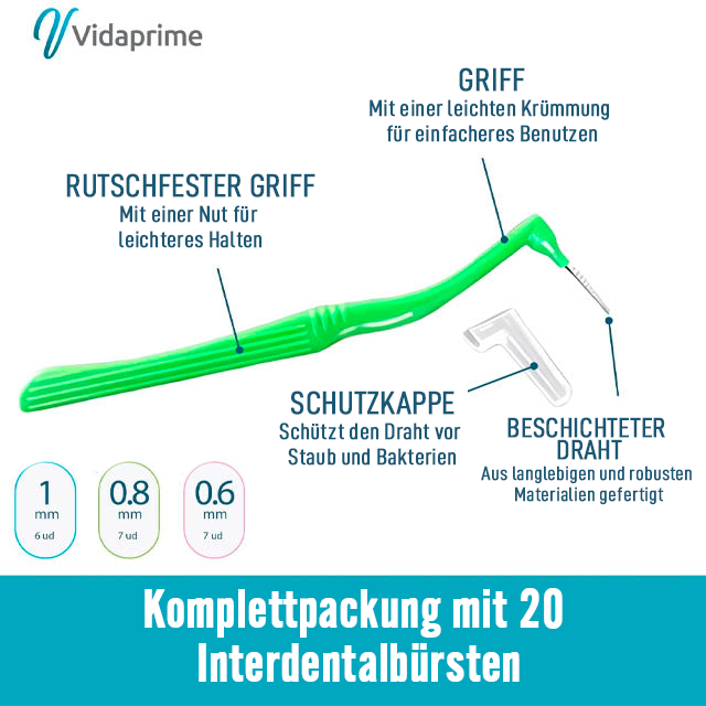 Extrafeine Interdentalbürsten mit rutschfestem Griff | Packung mit 20 Stück