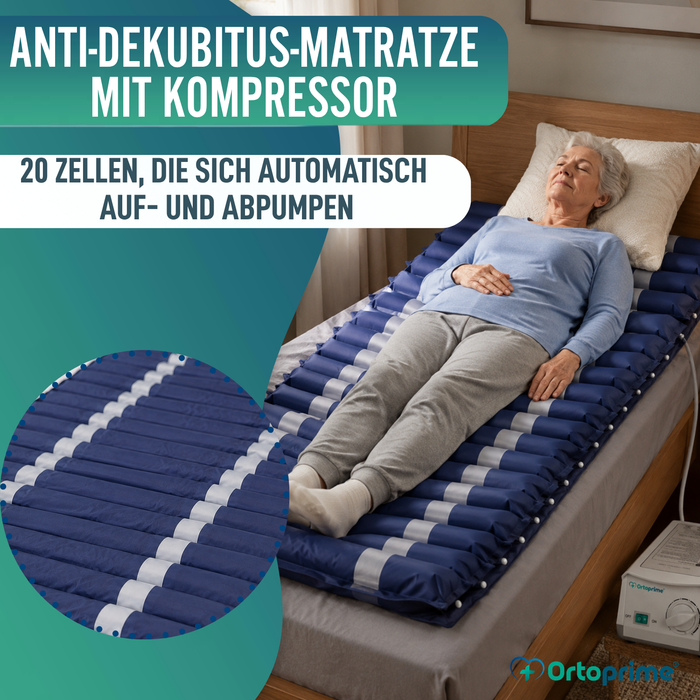 Luftmatratze mit Silent-Kompressor gegen Dekubitus für das Bett