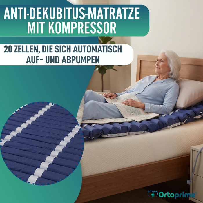 Antidekubitusmatratze mit austauschbaren Zellen und Kompressor