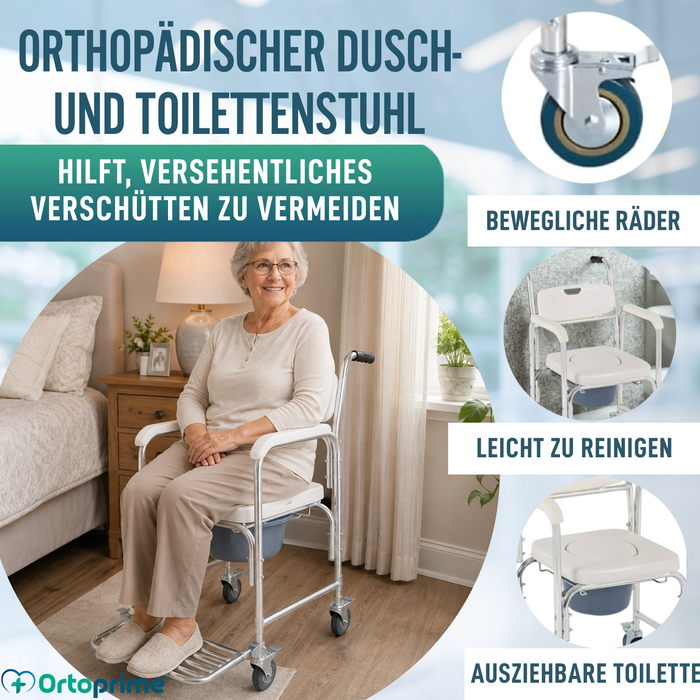 WC-Duschstuhl mit klappbaren Beinen