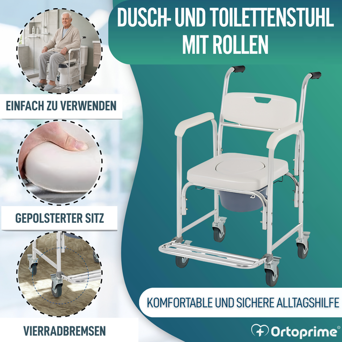 WC-Duschstuhl mit klappbaren Beinen