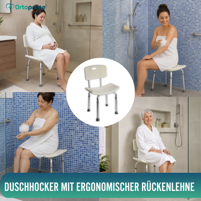 Rutschfester Duschhocker | Mit Rückenlehne