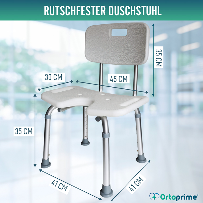 Höhenverstellbarer Duschstuhl für Senioren mit U-förmiger Sitzfläche