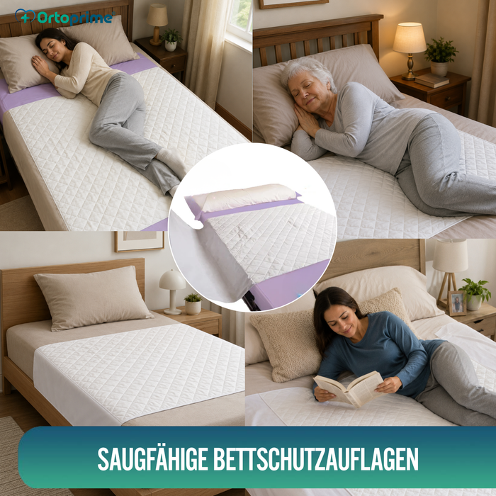 PACK 2 Saugfähige, Waschbare, ökologische Bettunterlagen für Bett 135cm, 3,15 Liter/m²