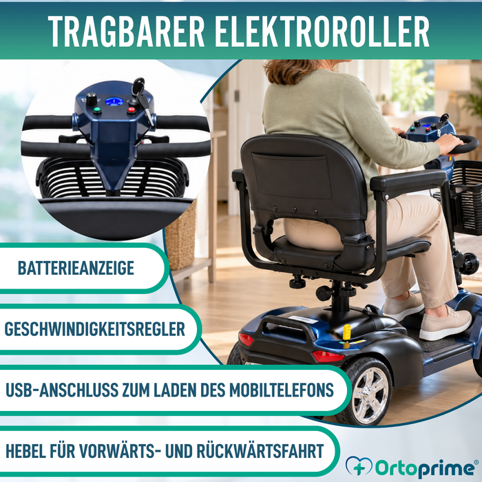 Zerlegbares Elektromobil 4 Räder | Entnehmbarer Akk