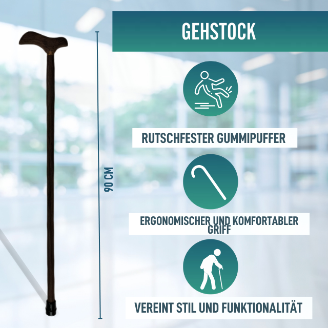 Eleganter Gehstock aus Wengé-Holz | Derby-Griff