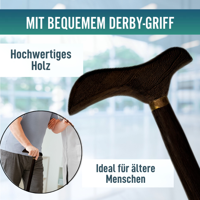 Eleganter Gehstock aus Wengé-Holz | Derby-Griff