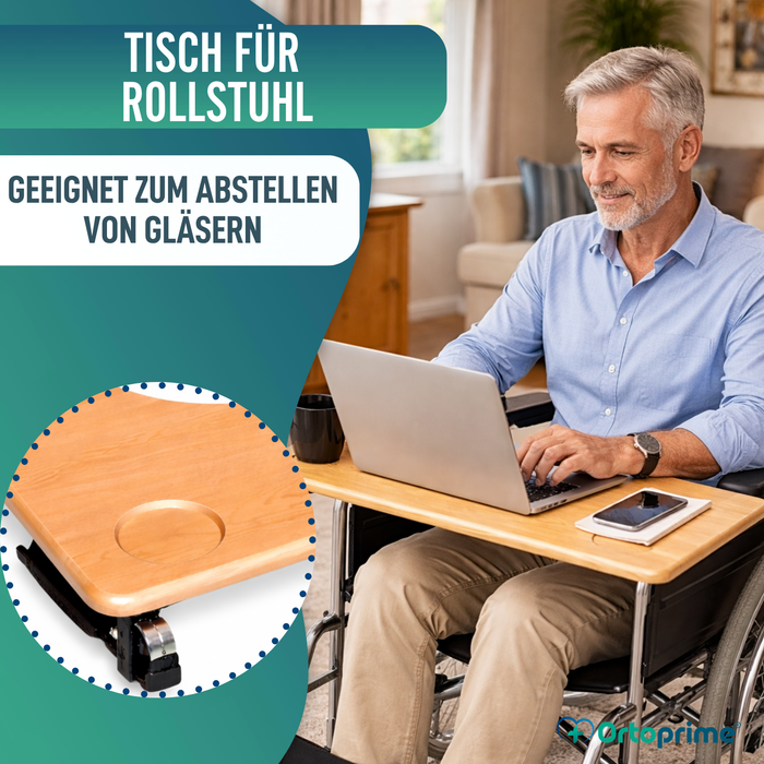 Rollstuhltisch | Tragbares Tablett mit Getränkehalter