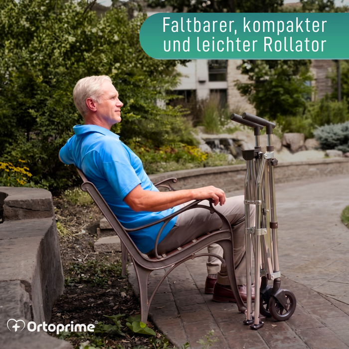 Ultraleichte Faltbare Gehhilfe mit 2 Rädern | Höhenverstellbar