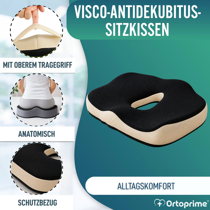 Ergonomisches Viscoelastisches Kissen mit Coccyx-Loch | Komfort