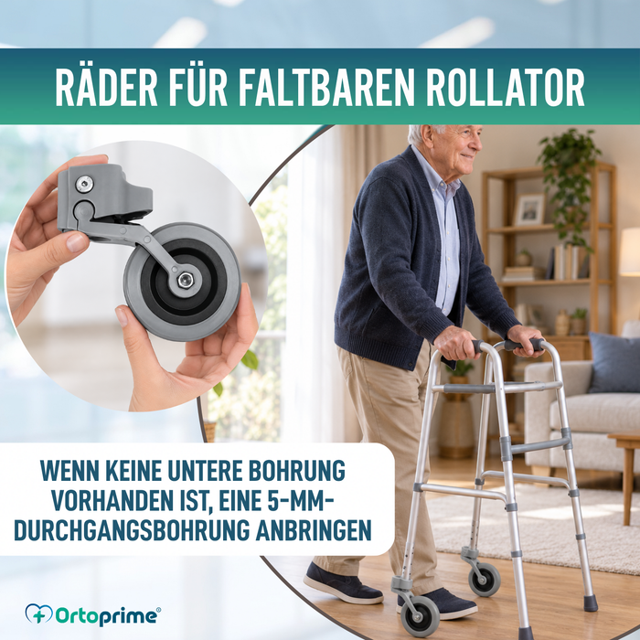 Kit x2 Räder für Gehhilfen und Gehwagen 22, 25 und 30 mm