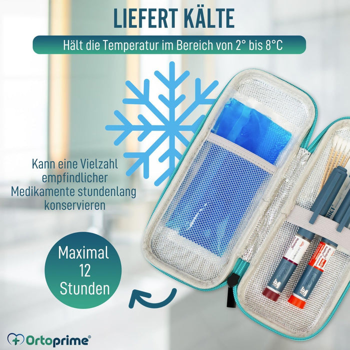 Isoliertasche für Insulin mit 2 Kühlgelpackungen und Reißverschluss