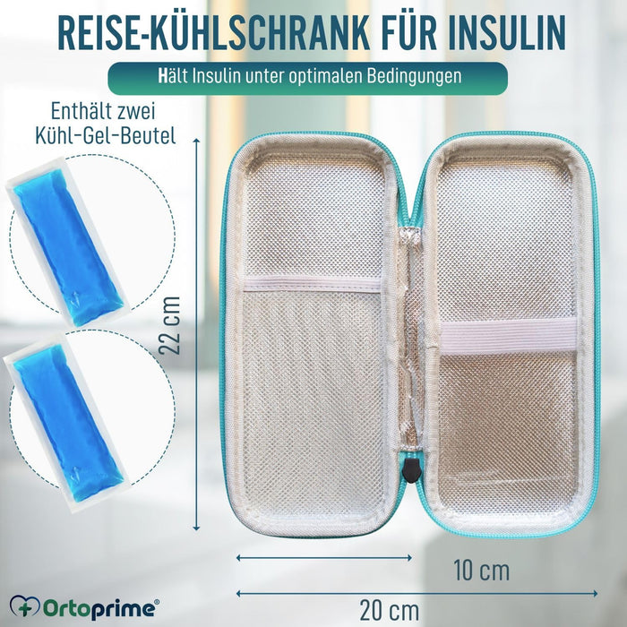 Isoliertasche für Insulin mit 2 Kühlgelpackungen und Reißverschluss