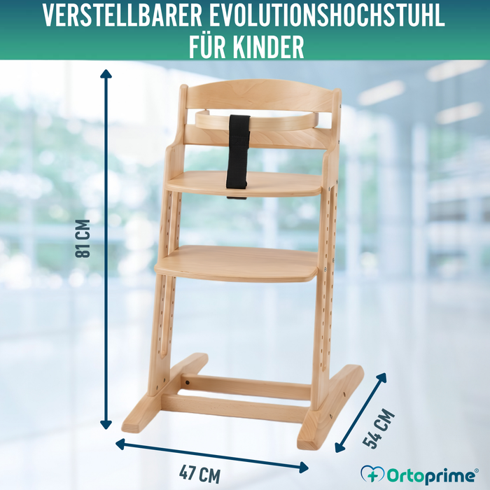 Kinderhochstuhl Evolutiv aus Holz | Höhenverstellbar