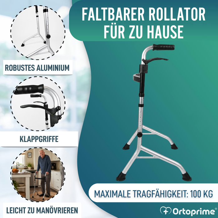 Gehgestell ohne Räder mit Klappgriffen | Höhenverstellbar