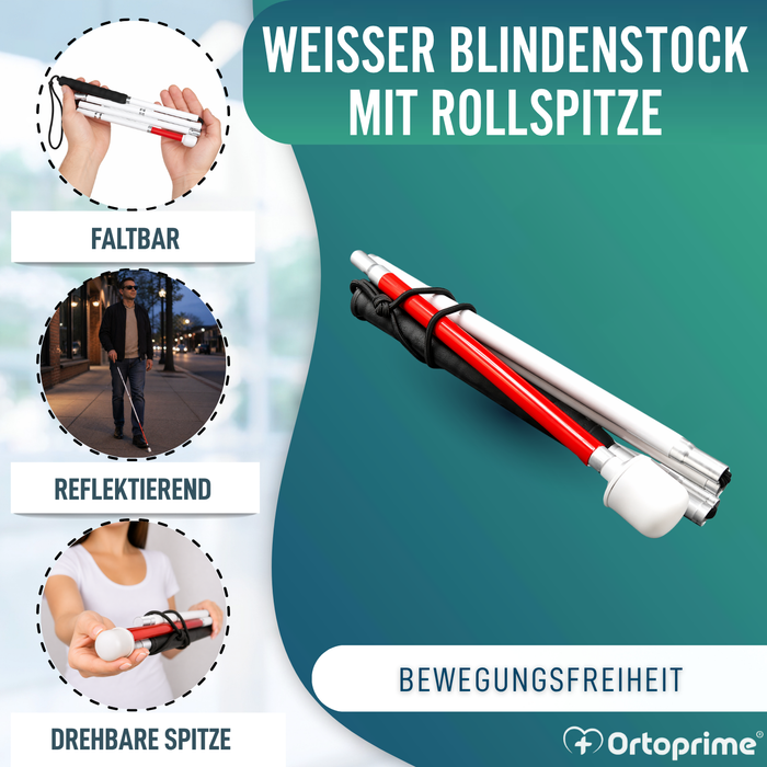 Faltbarer Blindenstock aus Aluminium