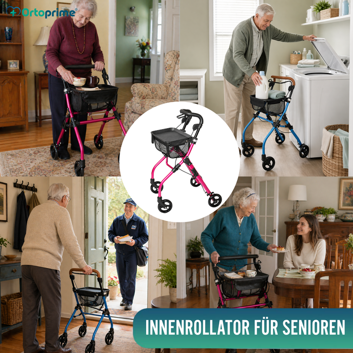 Faltbarer Indoor-Rollator mit Ablagetablett