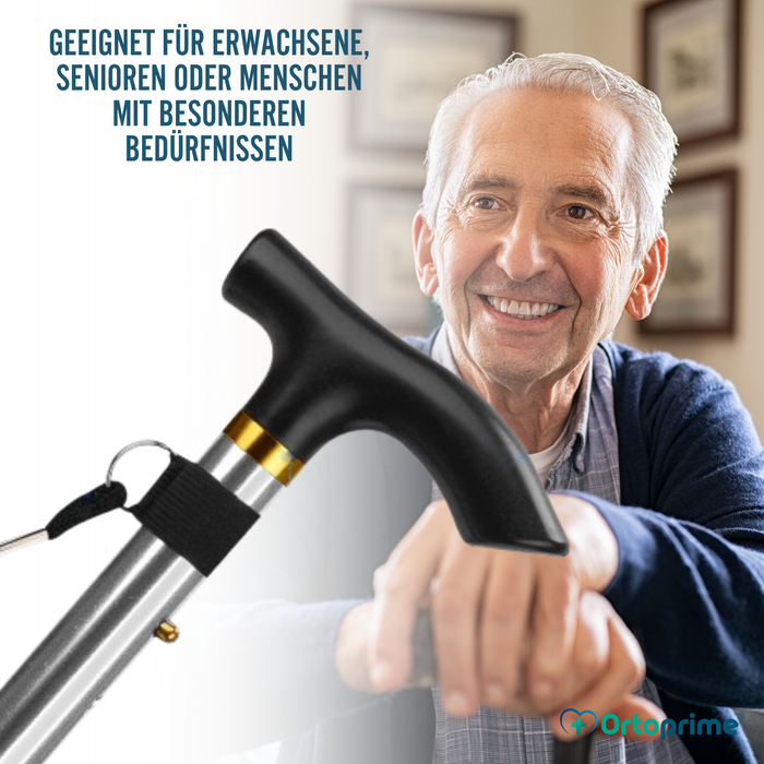 Orthopädischer Gehstock zum Gehen Verlängerbar | Silber