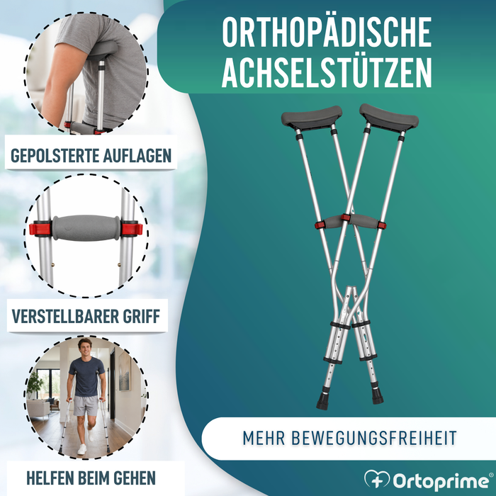 Achselkrücken aus Aluminium Verstellbar | 2er-Pack