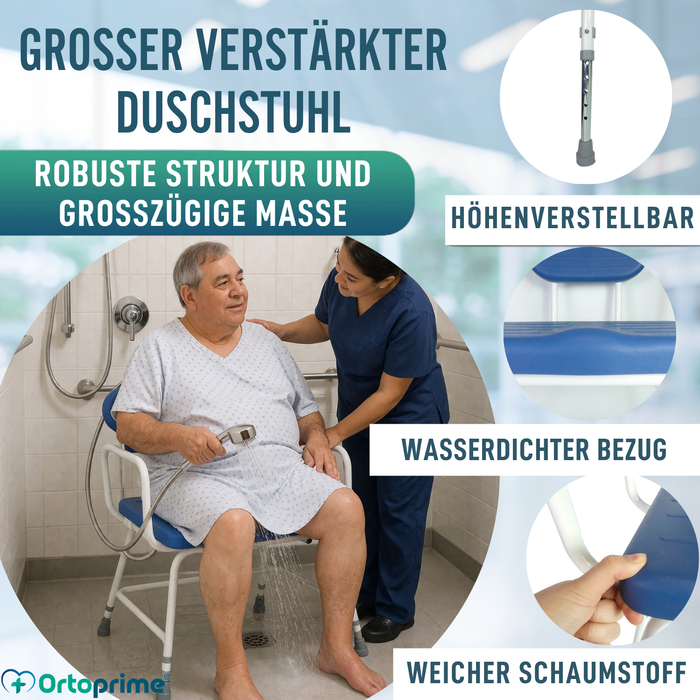 XXL Duschstuhl Bariatrisch mit Rückenlehne und Armlehnen