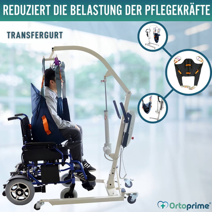 Orthopädisches Gurtzeug mit Kopfstütze für Transferkran