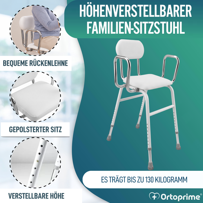 Unterstützender Stuhl mit Armlehnen | Höhenverstellbar