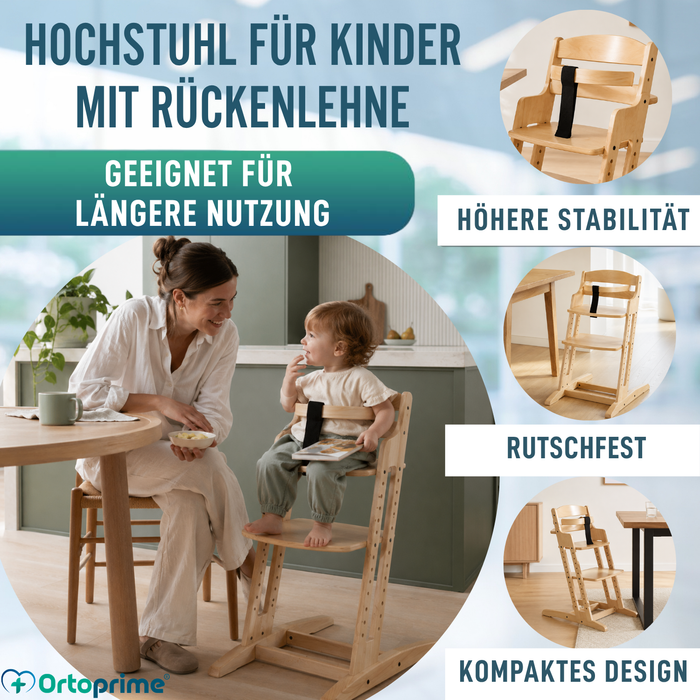 Kinderhochstuhl Evolutiv aus Holz | Höhenverstellbar