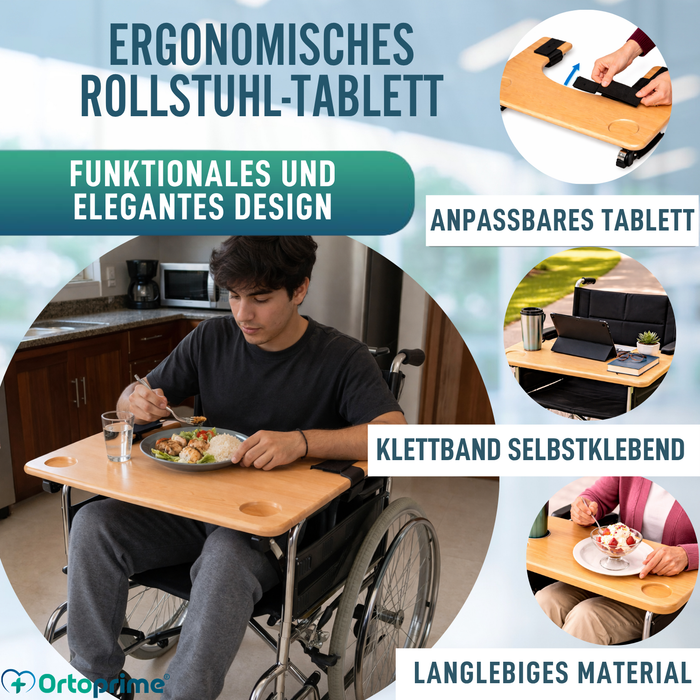 Rollstuhltisch | Tragbares Tablett mit Getränkehalter