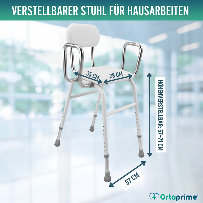 Unterstützender Stuhl mit Armlehnen | Höhenverstellbar