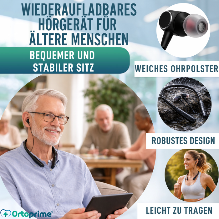 Wiederaufladbarer Hörverstärker mit Geräuschreduzierung