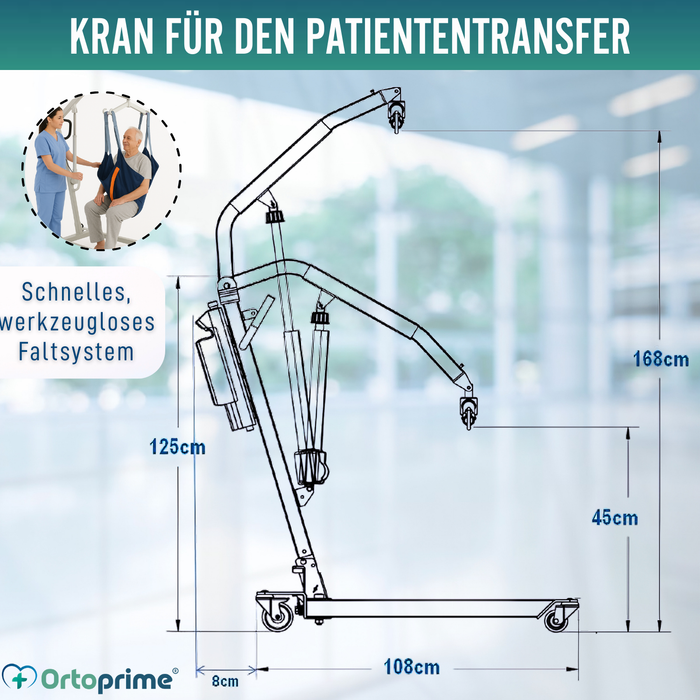 Robuste Hebebühne für Patienten mit Gurt in 2 Größen