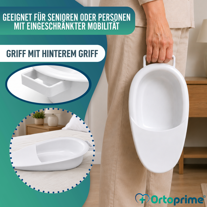 Steckbecken für Erwachsene 2,5 L | Urinflasche Unisex für Bett