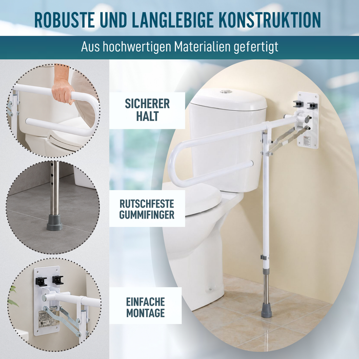 Klappbarer Bad Haltegriff mit Stützfuß | Verstellbar