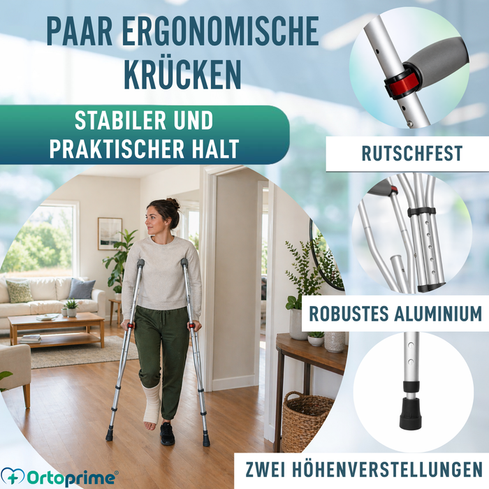 Achselkrücken aus Aluminium Verstellbar | 2er-Pack