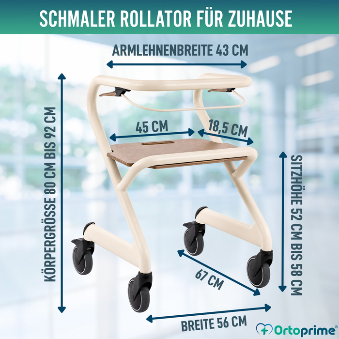 Rollator mit Sitz und Zentralbremse | Für Innenbereich