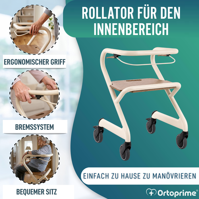 Rollator mit Sitz und Zentralbremse | Für Innenbereich