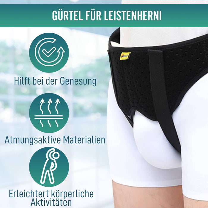 Leistenbruchgürtel mit gepolsterten Pads | Unise