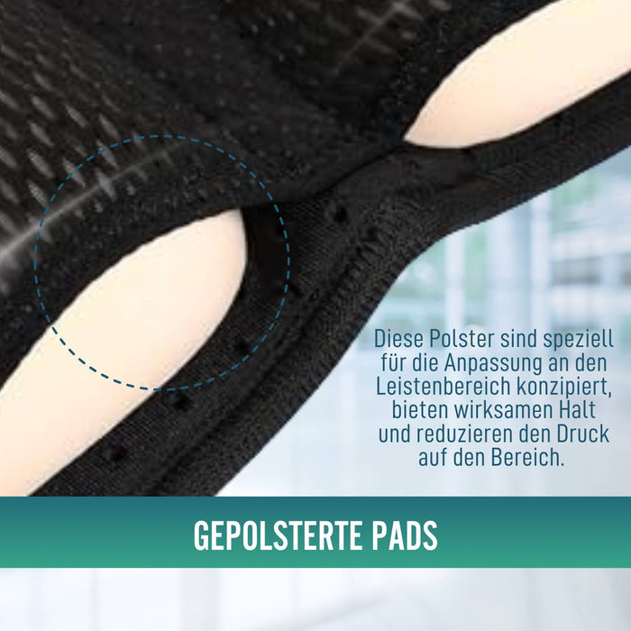 Leistenbruchgürtel mit gepolsterten Pads | Unise