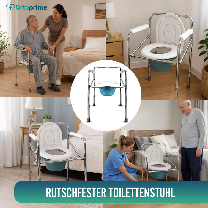 Tragbarer WC-Stuhl mit integriertem Urinal und Höhenverstellbar