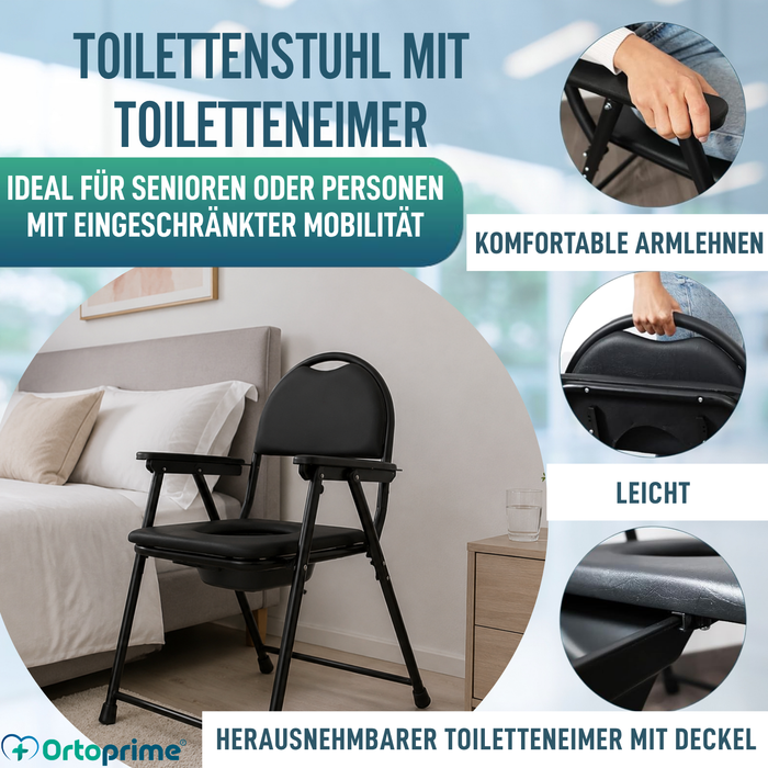Klappbarer WC-Stuhl für Senioren | Tragbarer Toilettenstuhl