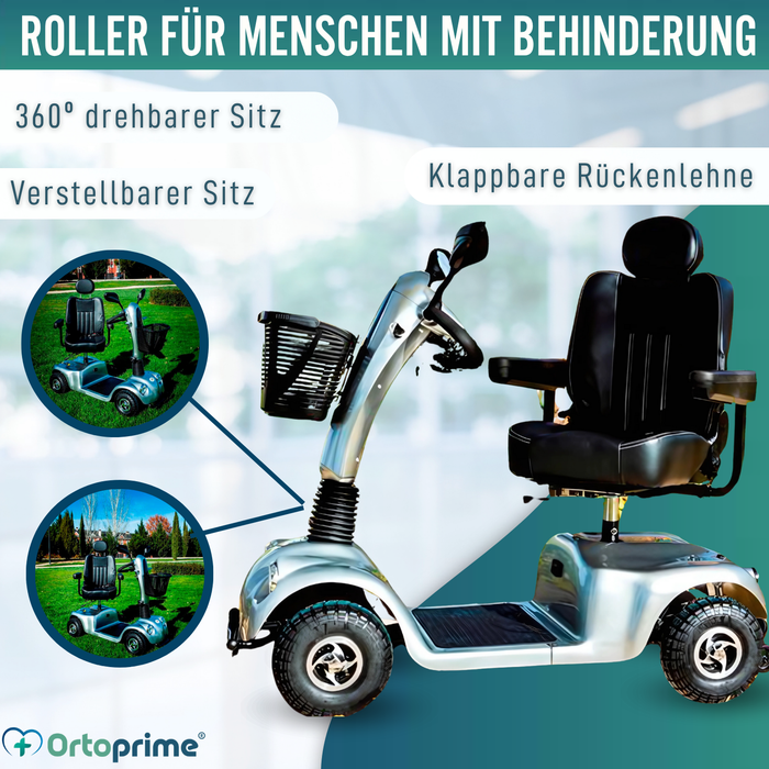 Elektrischer Scooter für Erwachsene | 4 Räder mit Federung