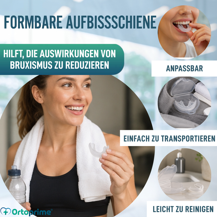 Moldierbare wiederverwendbare Mundschutz-Schiene gegen Zähneknirschen | Mit Etui